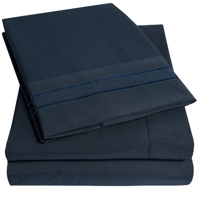 Navy Queen Ultra Soft Microfiber 4-Piece Sheet Set