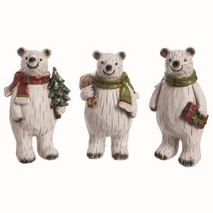 Transpac Small Resin Happy Polar Bear Figurine Set of 3 Christmas Home Decorations - 1 of 1