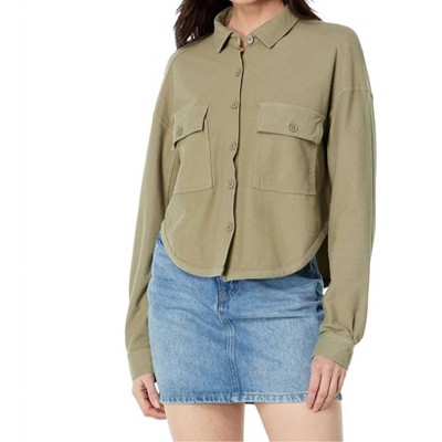 Women's Knit Twill Button Shirt Jacket - bobi