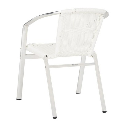 Chic White Transitional Wicker and Aluminum Arm Chair (Set of 2)