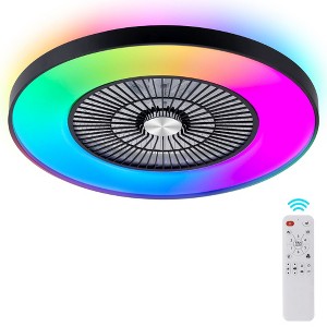 HUMHOLD 24" Bladeless Ceiling Fans with Lights and Remote/APP/Voice Control, Low Profile Ceiling Fan with RGB Lights, Modern Ceiling Fan, Black - 1 of 4