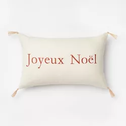 'Joyeux Noel' Embroidered Lumbar Throw Pillow Cream/Red - Threshold™ designed with Studio McGee