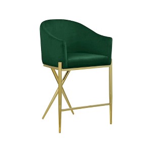 Meridian Furniture,Xavier Green Velvet Counter Stool - 1 of 4