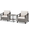 Buenhomino 3 PCS Patio Furniture Set with Cushioned Wicker Chairs and Tempered Glass Side Table - 2 of 4