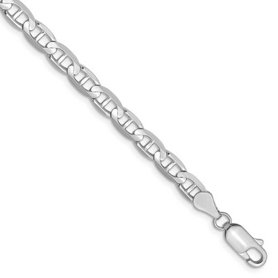 Black Bow Jewelry 4.4mm Solid Concave Anchor Chain Bracelet in 14k White Gold