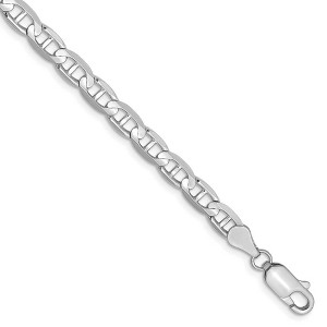 Black Bow Jewelry 4.4mm Solid Concave Anchor Chain Bracelet in 14k White Gold - 1 of 4