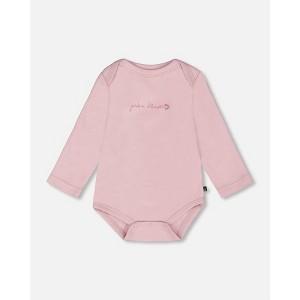 Deux par Deux Girl Organic Cotton Long Sleeve Romper Neutral Purple - 1 of 4