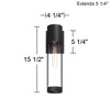Possini Euro Design Delia 15 1/2" High Modern Outdoor Wall Light Fixture Mount Porch House Weatherproof Sand Black Finish Aluminum Clear Glass Shade - 4 of 4