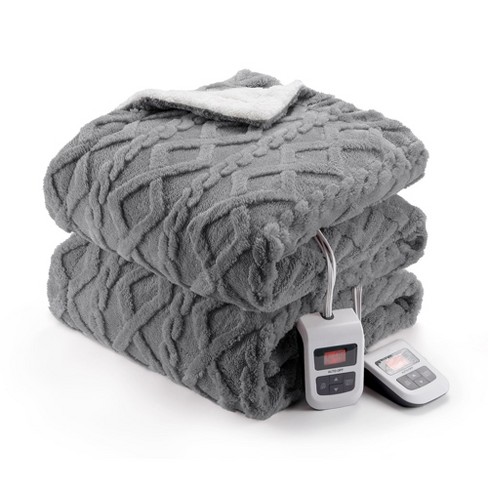 Trinity Electric Blanket Throw 50x60, Heated Throw Blanket, Tufted  Jacquard Heating Blankets, 6 Heating Levels and 8 Time Models, Grey