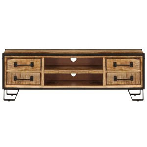 vidaXL Solid Mango Wood TV Stand with Drawers - Retro Industrial Style, Versatile Use as Sideboard, Lowboard, Ample Storage, Extra Stability - 1 of 4
