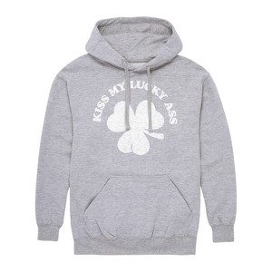 Men's - Instant Message - Kiss My Lucky Ass Graphic Fleece Pullover Hoodie - 1 of 4