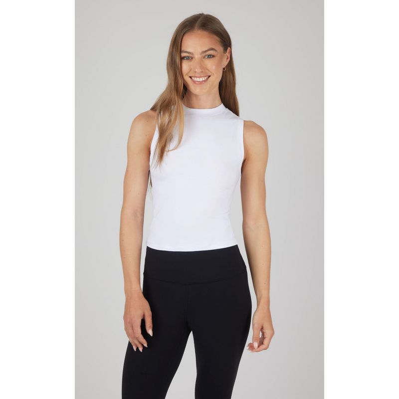 Yogalicious Womens 2 Pack Airlite Melissa Mock Neck Crop Tank, 2 of 6
