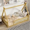 Okak Twin/Full Tent-shaped Floor Platform Bed with Guardrails/Door,Solid Wood Bed Frame for Kids,Teens,No Spring Box Needed - 2 of 4