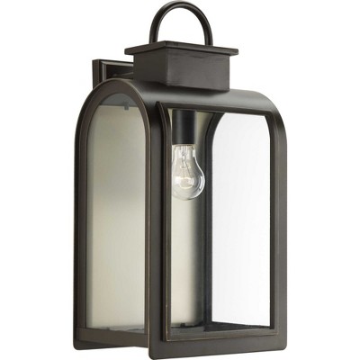 Large Bronze Lantern Sconce with Clear Glass