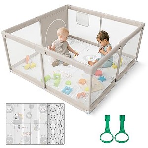 Playpen with Mat, 47x47inch Playpen for Babies and Toddlers - 1 of 3