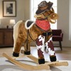 Mshliw Large Plush Rocking Horse Toy with Saddle & Sound, Ride-On Rocker for Boys & Girls Ages 3-8, Soft Velvet Animal Rocker, Halloween gift - 4 of 4