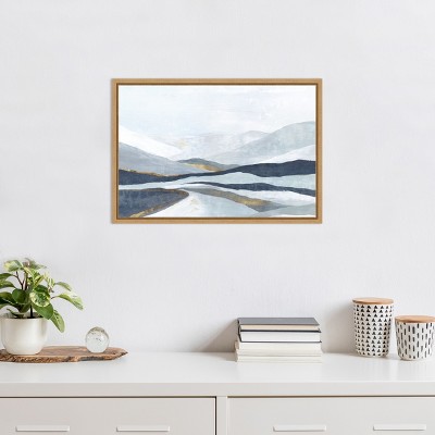 Far Away Land I Navy and Grey Canvas Landscape Print