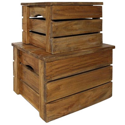vidaXL Storage Crate Set 2 Pieces Solid Reclaimed Wood