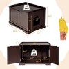 Costway Cat Litter Box Cabinet Furniture Cat Washroom Storage Bench Brown - 4 of 4