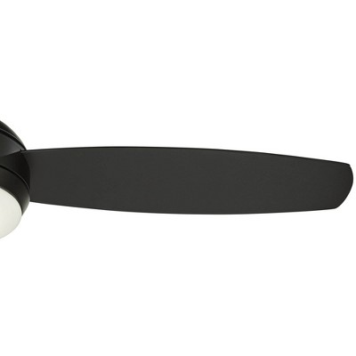 52" Matte Black Industrial Hugger Ceiling Fan with LED Light and Remote