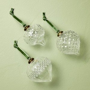 3pc Ornate Glass Bulb Tree Ornaments - Hearth & Hand™ with Magnolia - 1 of 3
