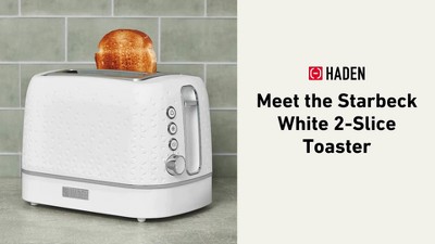 White and Chrome Stainless Steel 2-Slice Toaster with Wide Slot and Crumb Tray