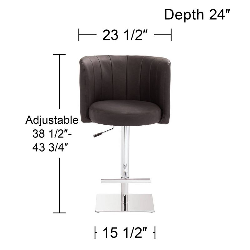 Studio 55D Triton Chrome Swivel Bar Stool 31" High Modern Adjustable Brown Faux Leather Cushion with Backrest Footrest for Kitchen Counter Height Home, 4 of 10