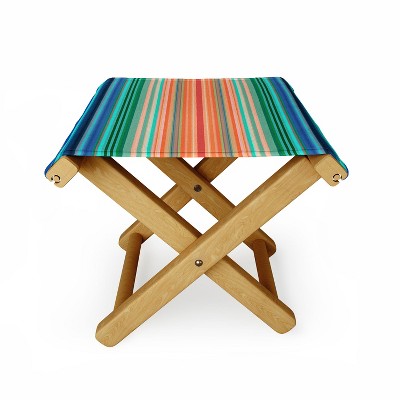 Sheila Wenzel-Ganny Bold Blue Orange Stripes Folding Stool - Deny Designs