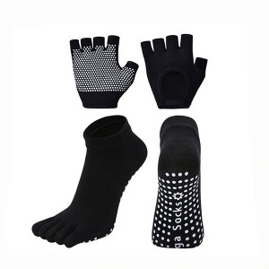 Anna-Kaci Yoga and Pilates Toe Sock and Fingerless Glove Set with Anti-Slip Grip and Breathable Stretch Fabric - 1 of 4