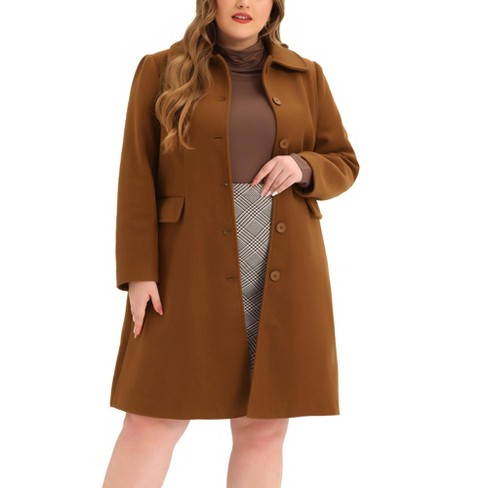 Agnes Orinda Women's Plus Size Winter Outfits Utility Belted Fashion  Overcoats Khaki 3x : Target