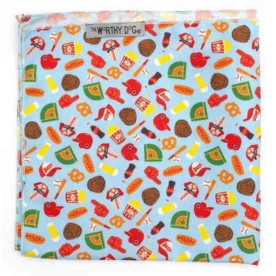 The Worthy Dog Home Run Adjustable Tieon Bandana Accessory Blue L