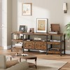 TV Stand for TVs Up to 65/75/85 Inch, Industrial Entertainment Center with 2 Drawers and Open Storage Shelves, Metal Frame Media Console - 3 of 4