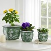 Home Decor Planter Pots - Ceramic Floral Planters for Indoor or Outdoor Succulents, Herbs, or Ferns - Set of 3 - 9", 8", 7" Green & White - 3 of 4