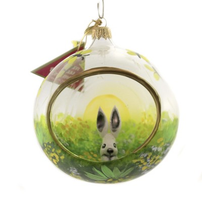 Morawski 4.5" Silver Grey Bunny In Diorama Ornament Easter Spring Rabbit  -  Tree Ornaments