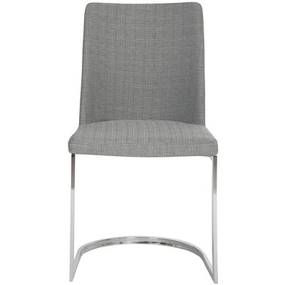 Chic Gray Linen & Polished Chrome Metal Side Chair