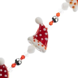Crystal Lane DIY Lampwork Glass Polka Dot Santa Hat 7" Designer Holiday Christmas Bead Strand - 1 of 4