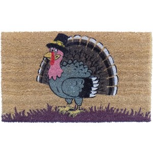 HomeRoots 18" X 30" Brown and Black Coir Birds Outdoor Holiday Door Mat - 1 of 4