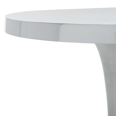 Galium Silver Aluminum Round Side Table with Mirrored Top