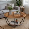 Hommoo Wooden Coffee Table, 2-Tier Round Central Cocktail Table with Shelves - 4 of 4