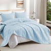 Elegant Extra Soft Quilts Queen Size, 3 - Piece Lightweight Modern Geometric Full Queen Quilt Bedding Set, Light Blue - 2 of 4