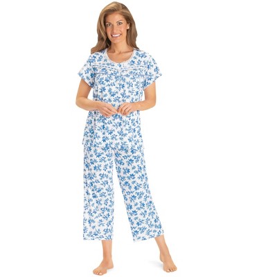 Collections Etc Floral Ribbon Trim Capri Pj Set