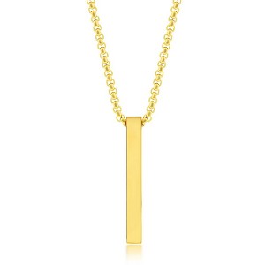 Metallo Stainless Steel Vertical Bar Necklace - Gold Plated - Gold - 24 Inch - 1 of 3