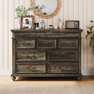 Farmhouse 9 Drawer Dresser for Bedroom, Wide Dresser with Large Drawers and Metal Handles,Wood Chest of Drawers for Living Room, Hallway - 1 of 4