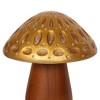 HomeRoots Set of Three Brown And Gold Wood Mushroom Tabletop Sculptures - 3 of 4
