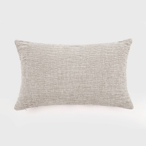 14x24 Oversized Chenille Textured Washed Woven Lumbar Throw Pillow White  - Evergrace : Target