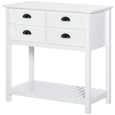 Homcom Sideboard Buffet Cabinet, Storage Serving Console Table with 4 Drawers and Slatted Bottom Shelf for Kitchen, Living Room, White — фото 4