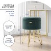 StorageBud Round Ottoman with Storage, Textured Velvet Storage Ottoman, Modern Foot Stool for Living Room and Bedroom - 3 of 4
