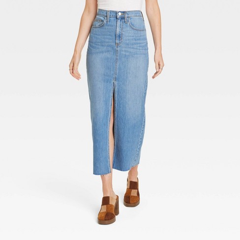 Women's High-rise Denim Maxi Skirt - Universal Thread™ Medium Wash : Target