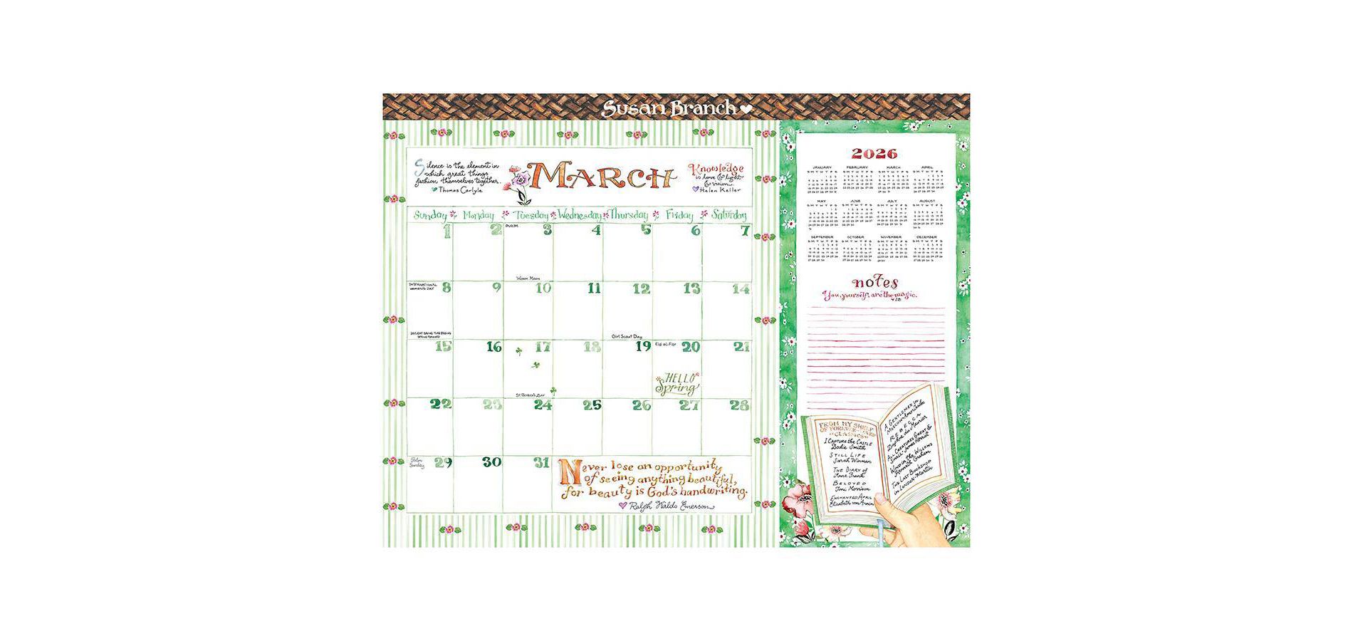 TF Publishing 22.5"x17.5" 2026 Susan Branch Large Desk Pad Monthly Blotter Calendar