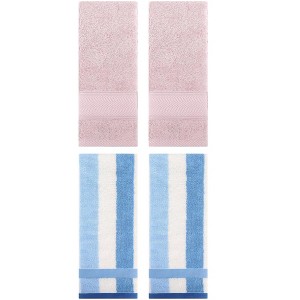 REGALWOVEN 4 Pcs Cotton Soft Comfortable Absorbent Striped Hand Towel - 1 of 4